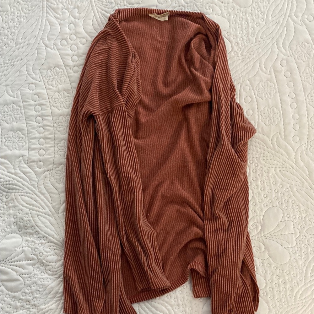 Women's Ribbed Rust Sweater